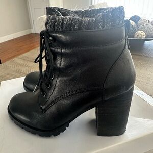 Steve Madden Black Ankle Boots with Knit Detail